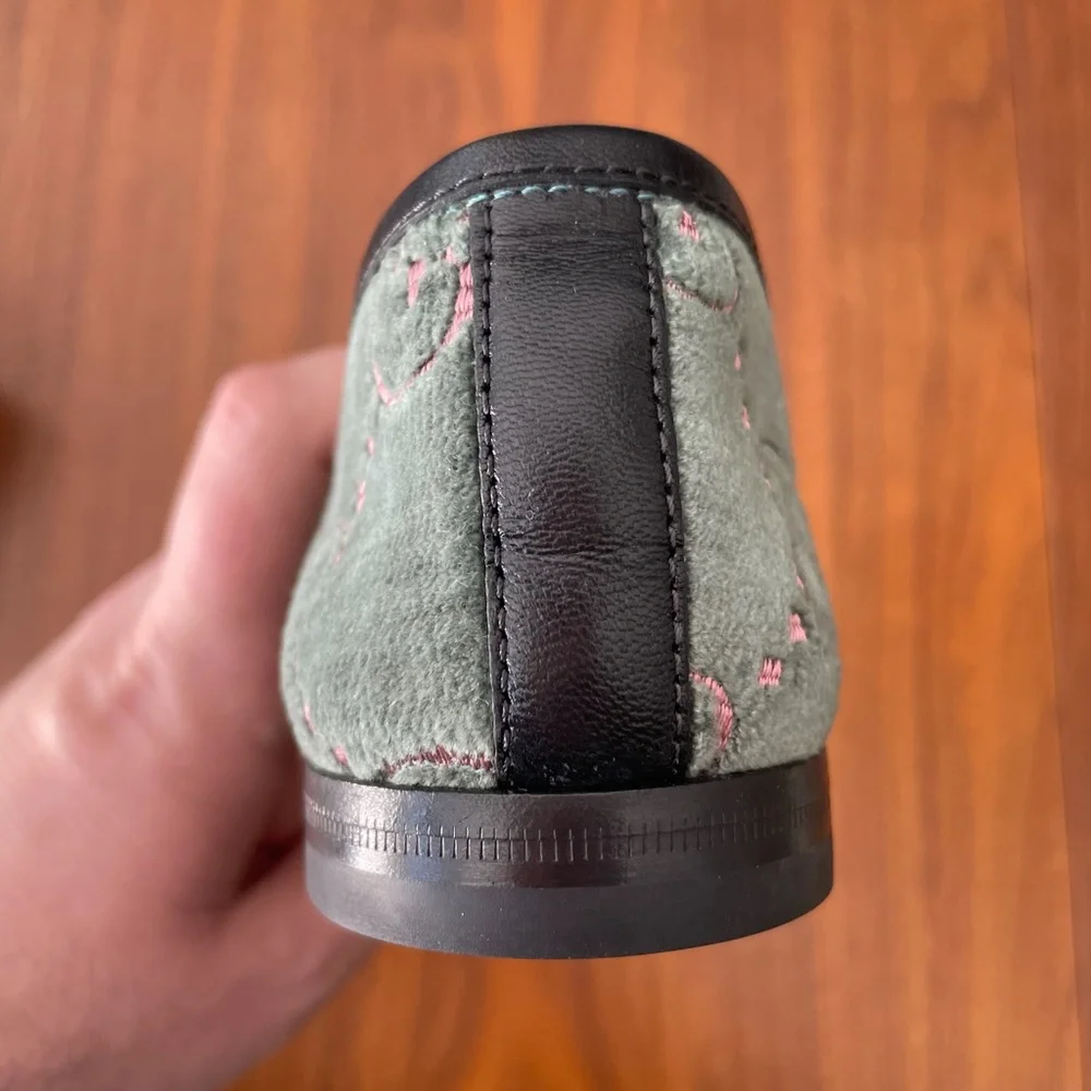 Gucci Horsebit Logo Loafers Velvet with Leather Trim Size 35 - Picture 11 of 12